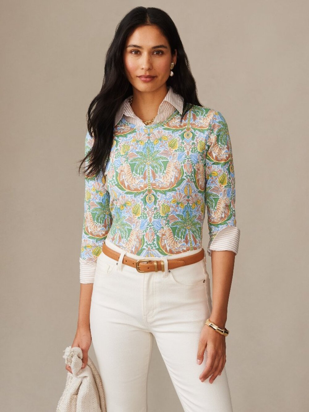 J McLaughlin Signature Tee in Tigress Tropico NEW